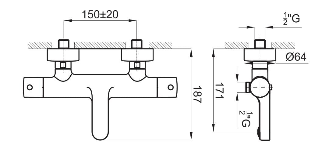 100345330 Noken Urban N Смеситель для ванны/душа термостат, черный