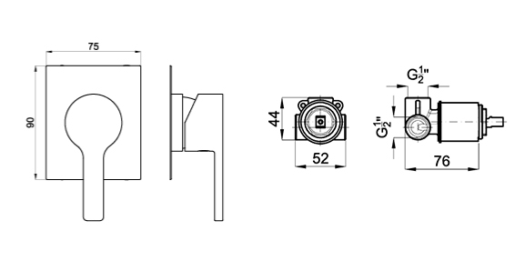 100123929 Noken Urban Наружная часть встроенного смесителя для душа, белый + Project Line 100107937