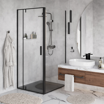 Душевой угол Wasserkraft Elbe 74P03, 900х900х2000 мм, 6 мм, профиль черный