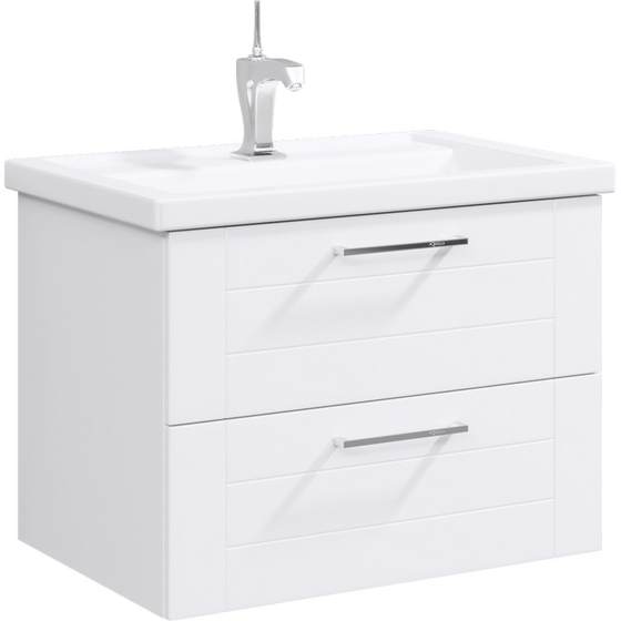 Тумба Манчестер подвесная 70 см с 2 ящиками, с раковиной, белая (MAN01072 (Фостер70))