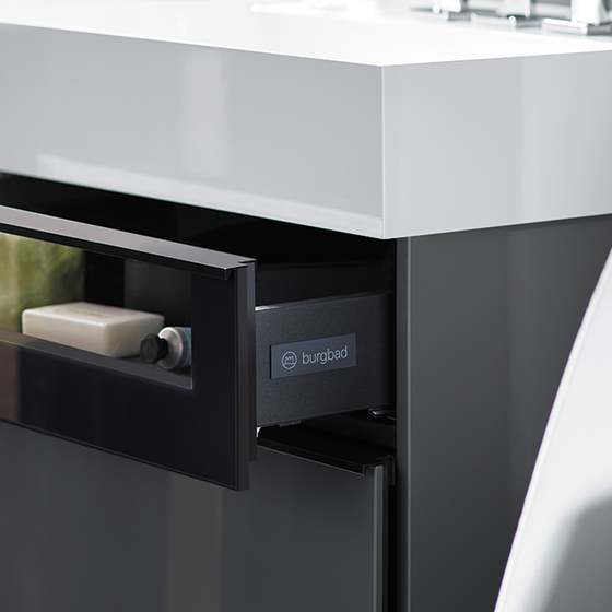 Тумба Burgbad Yumo 102*64*47 с раковиной SFMX102 антрацит, с подсветкой