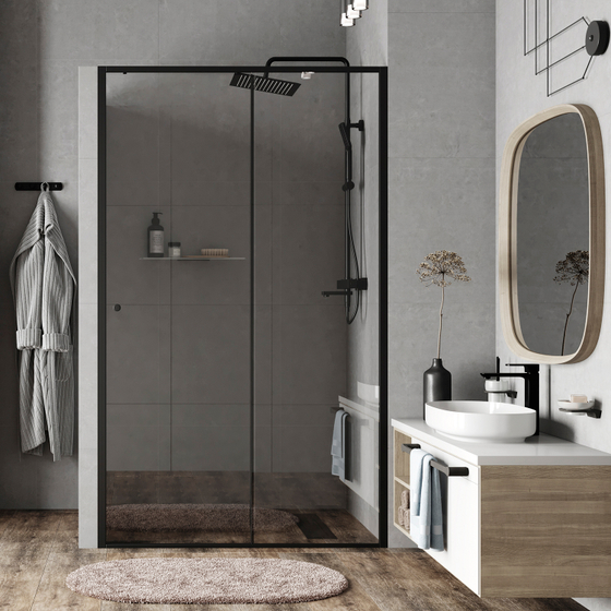 Душевая дверь Wasserkraft Dill 61S12, 1000x2000 мм, 6 мм, черный профиль