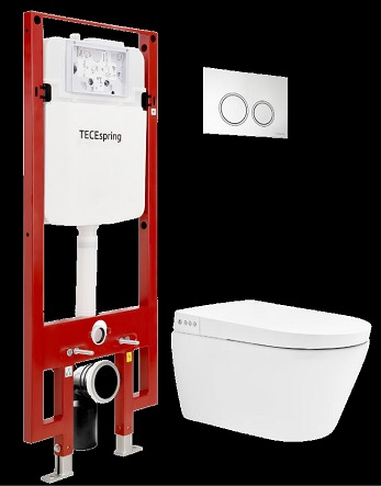 S955799 Комплект TECE SPRING с унитазом биде (монтажная рама, клавиша)