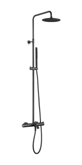 Душевая стойка с термостатом и изливом JTP Rod Matt Black, WJ 7306410 MB