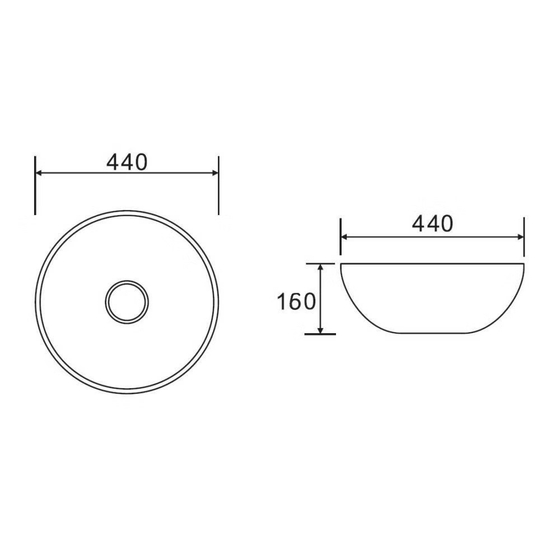 Раковина ВA351-1 (440х160) на столешницу