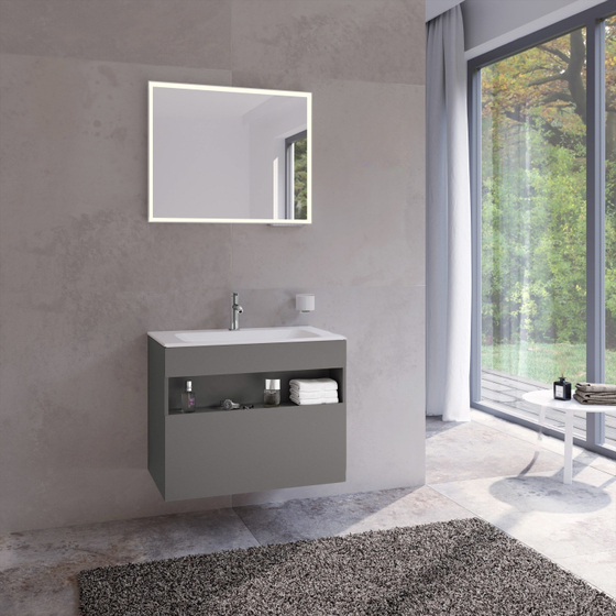 Тумба Keuco Stageline (800х625х490), цвет Inox, раковина Plan (32862290000+32960318001)