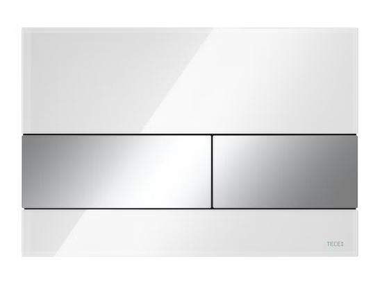 9240802 TECE Square Стеклянная панель смыва унитаза, цвет панели белый, цвет клавиш хром глянцевый