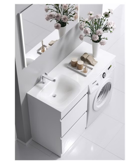 Напольная тумба Forma c умывальником 115см под стиральную машину, 2 ящика, левая FOR01052