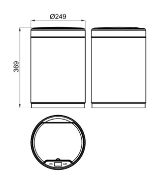 100298668 Noken Round ведро д/мусора с сенсором, 9 л, чёрный матовый, h=369 мм d=249 мм