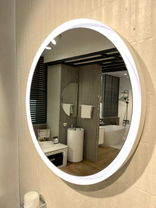 Зеркало Oasis Denis d=712 (0DNSP071BN) белая мат.алюм. рама, светодиод.подсветка, сенсор с диммером