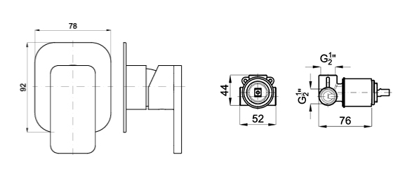 100140118 Noken Forma Наружняя часть встроенного смесителя для душа, хром + Project Line 100107937