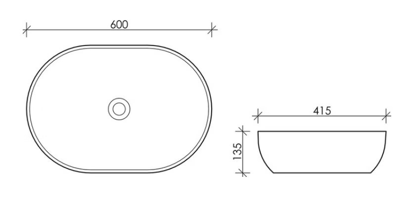 Раковина HA326W (600х415х135) на столешницу, белая глянцевая