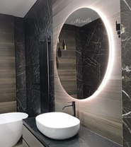 Зеркало с подсветкой Eclipse, Ø-80 см, 4000К нейтральный свет, повышенная яркость, торцевой сенсор снизу