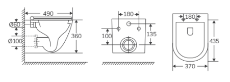 Унитаз подвесной Aquore Genova (49х36х37) белый, торнадо смыв 01411