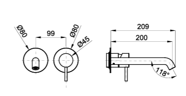 100345140 Noken Round Наружная часть встроенного смесителя для раковины, черный