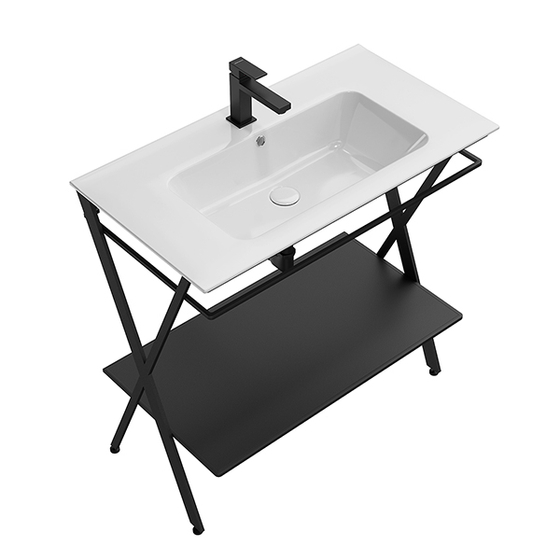 Консоль Piano Next 85 черная, с раковиной Piano 85 Pl.wb.85