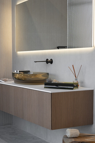 Тумба AL Binario 1890 мм, цвет Rovere evaporato, столешница Flumood, раковина Colormood