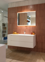 Тумба Antoniolupi Piana 1284 мм, с открытой боковой полкой, цвет Emb.Bianco mood 594, столешница Flumood, раковина Arena