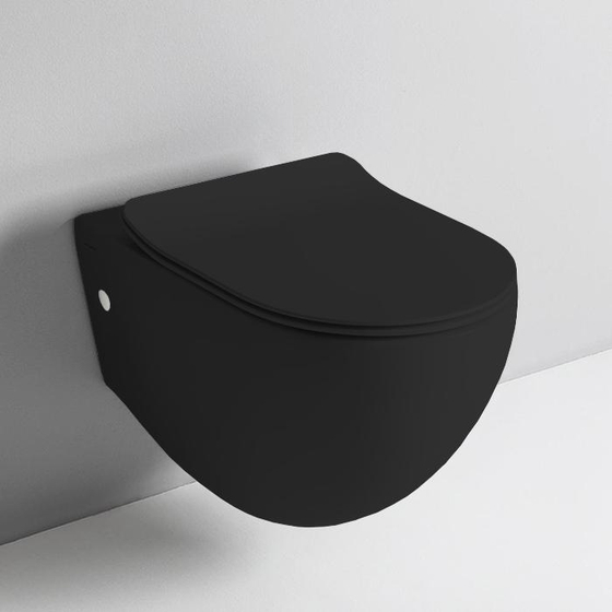 Чаша подвесного унитаза ARTCERAM, FILE 2.0 Rimless 36x52 см, матовый черный FLV004 17 30