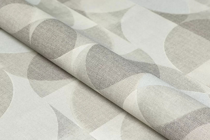 KM8509 Обои виниловые на флизелиновой основе Шафран мотив, серый круги Kerama Marazzi