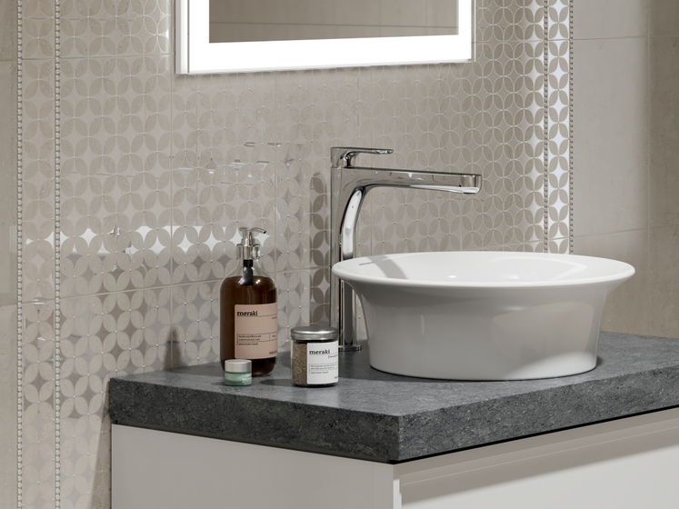 OS/A216/8340 Декор Туф  бежевый светлый глянцевый Kerama Marazzi 20x30