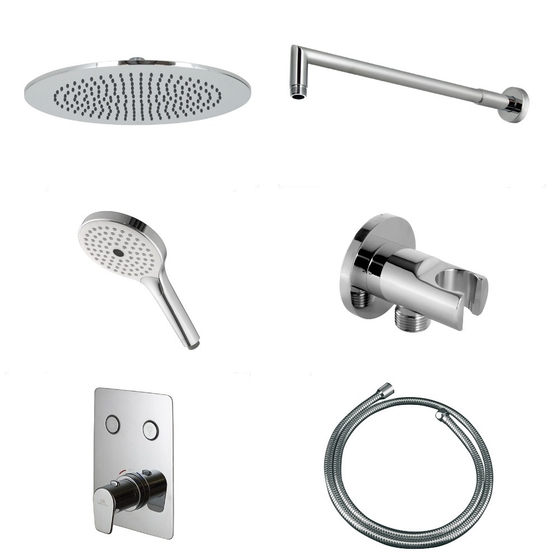 100269439 Комплект душа Noken Touch&Feel (верхний душ + кронштейн + термостат + ручной душ + шланг) Акция!