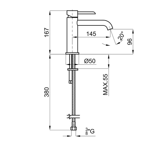100283347 Noken Round Inox Смеситель для раковины, полированная нержавеющая сталь