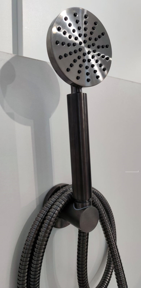 Держатель ручного душа, ручным душем и шлангом JTP Neo Brushed Black, WJ 68230 BBL