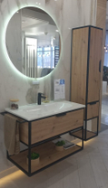 Комплект мебели Burgbad Vry, 93 см, Urban oak decor, (тумба с раковиной, пенал, крючок, полотенцедержатель)