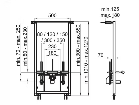 100104492 Noken Smart Line монтажная система д/биде 500 мм (1055 - 1340)