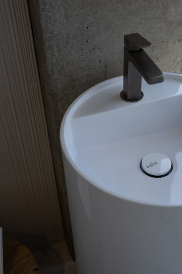 Раковина Armonia Top 01, напольная d=450 мм, h=850 мм, S-Sense, белый-глянец, 130114G, донный клапан