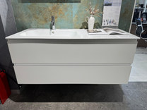 Тумба с раковиной Novello Monoblocks 121 см, белый матовый, керамическая раковина слева, A1B9