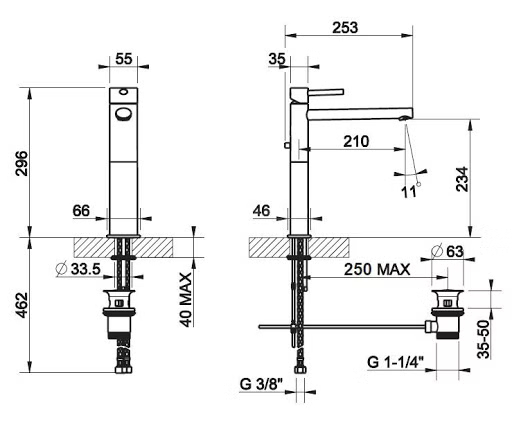 11943 031 Смеситель Ovale д/раковины,высокий, хром