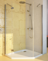 Душевое ограждение LUX FESTT GK-101, 100х100 см, правое, Хром, 8 мм, GuteClean