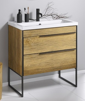 Подвесная тумба Fargo с раковиной Фостер, 80 см, цвет дуб балтийский FRG0108DB, комплект ног FRGN440