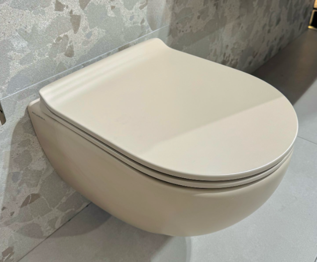 Унитаз подвесной Flaminia App Goclean (AP119GARG + QKCW09ARG) сидение микролифт, Argilla 48.5х36х27