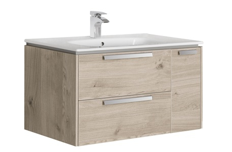 Тумба с раковиной Roca Lago 80 см, светлый дуб (7857296444+732799C000)