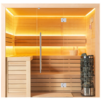 Сауна 1612 Hemlock (220х200х210) каменная печь 9kW, дерево,LED подсветка,стекло 8мм