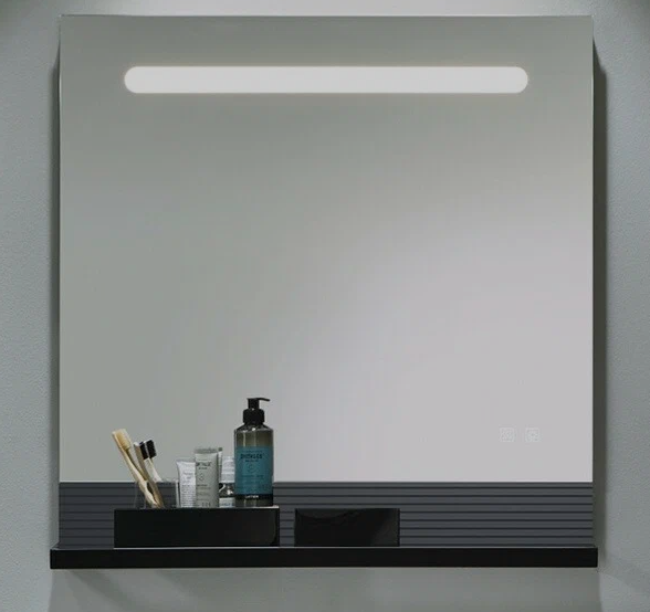 Зеркало Burgbad SFXP 800, 800*700 с подсветкой, металлический рейлинг, 2 бокса для хранения