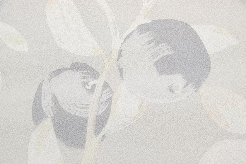 KM8501 Обои виниловые на флизелиновой основе Шафран мотив, серый, апельсины Kerama Marazzi