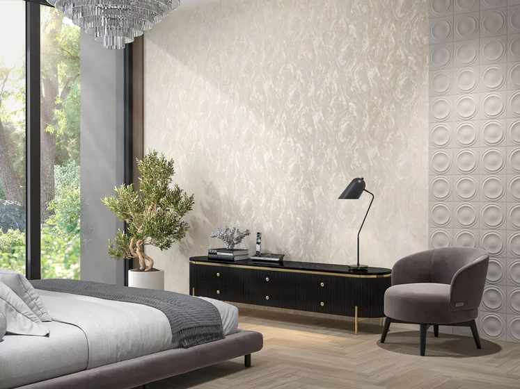 KM8002 Обои виниловые Венето база универсальная 1, бежевый светлый Kerama Marazzi