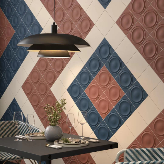 OBE003 Декор Аква Альта 2 красный матовый структура Kerama Marazzi 20x20