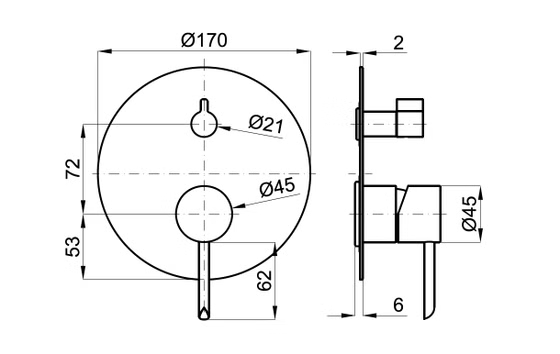 Noken Round смеситель для ванны/душа наружная часть,черный 100210625
