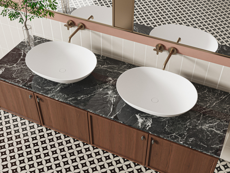 Раковина DA-1002-B на столешницу (550х415х125) Solid Surface, белая