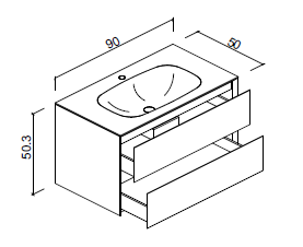 Тумба с раковиной Verona Shape 90 см, M05 Белый матовый