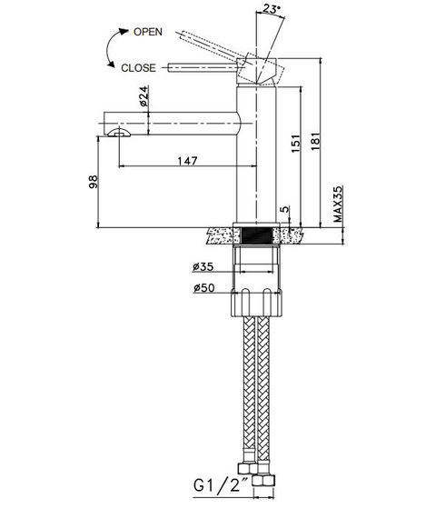 B1308 Смеситель для раковины, черный