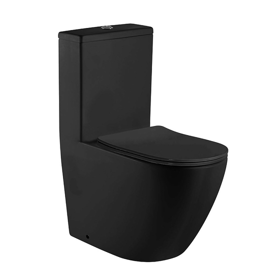 Унитаз-моноблок Azario Morano 680x370х830, безободковый,сиденье микролифт черный матовый (AZ-1001MB)