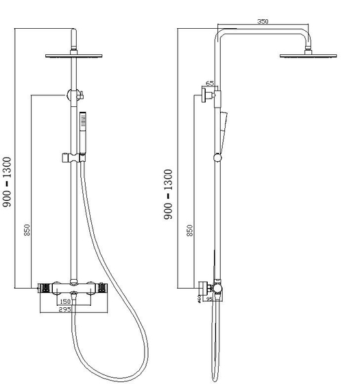 Душевая стойка H7007,термостат, хром