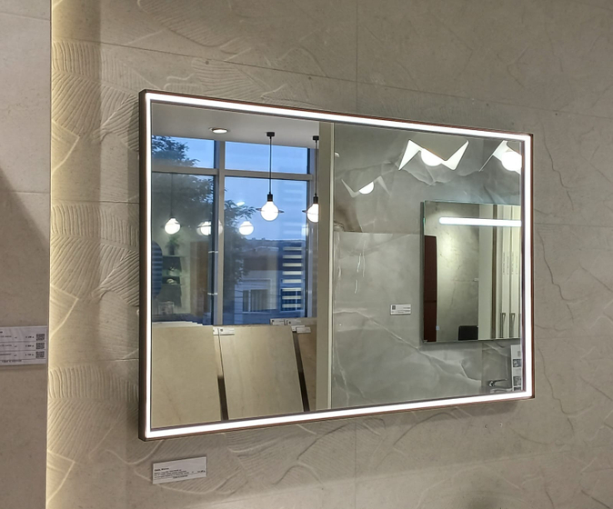 Зеркало Oasis Alex 1050x700x50мм (0ALSP105NR) черная мат.алюм,рама, светодиодная подсветка, сенсор