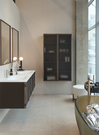 Тумба Antoniolupi Bespoke 1800x500x540 мм Skin cenere/Zirconio/Bronze acid glass, столешница Moodlight, раковина SEGNO